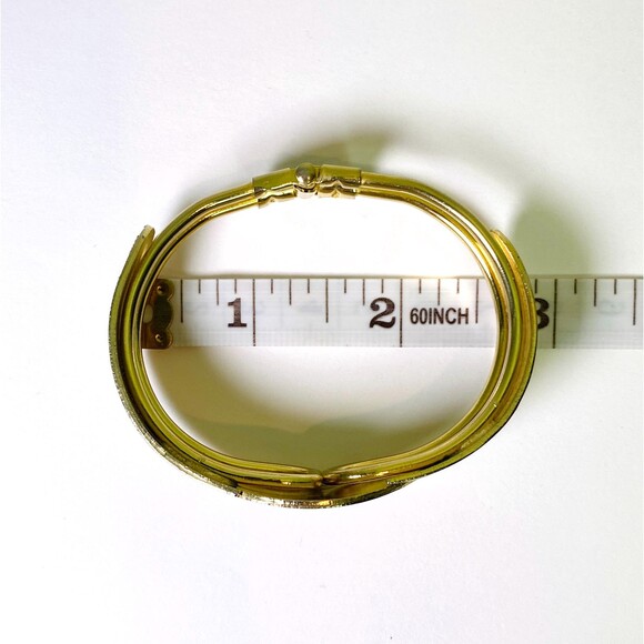 Vintage Cloisonné Enamel Guilloche Rose Butterflies Bangle Hinged Cuff Bracelet - Picture 2 of 7